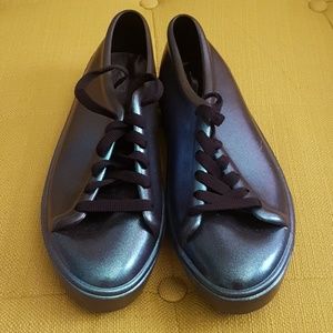 LAST CALL Melissa Metallic Blue Sneakers